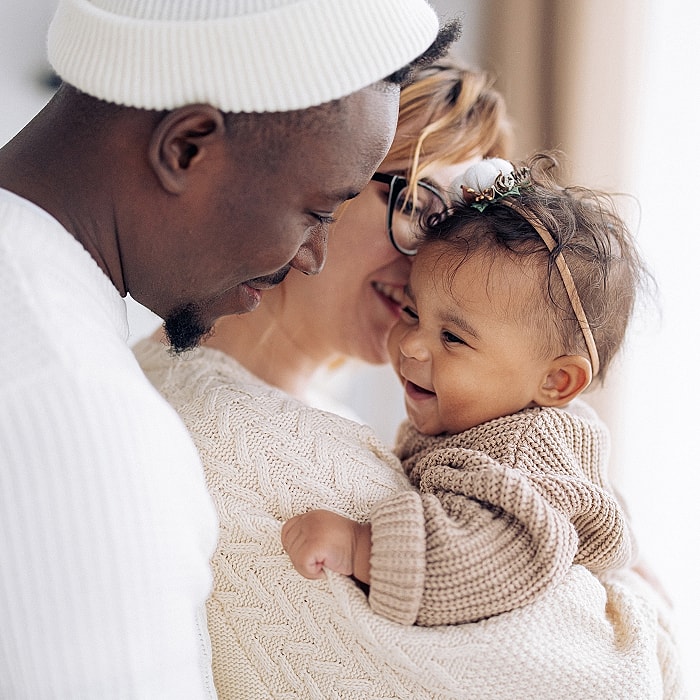 Happy family enjoying precious moments together.