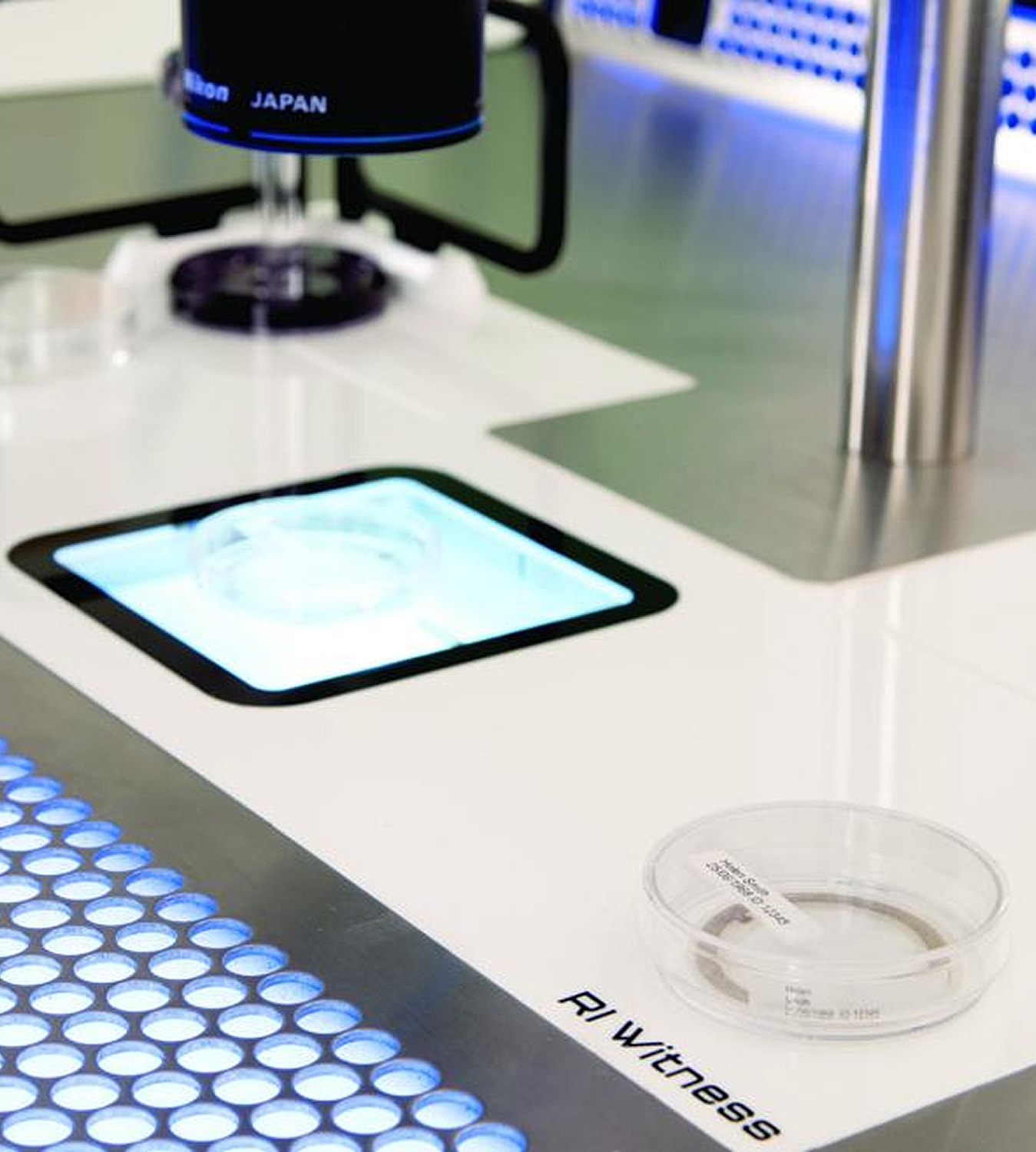 Laboratory equipment with a petri dish setup.