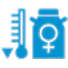 Temperature gauge and female symbol icon.