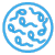 Abstract blue circular pattern representing microorganisms.