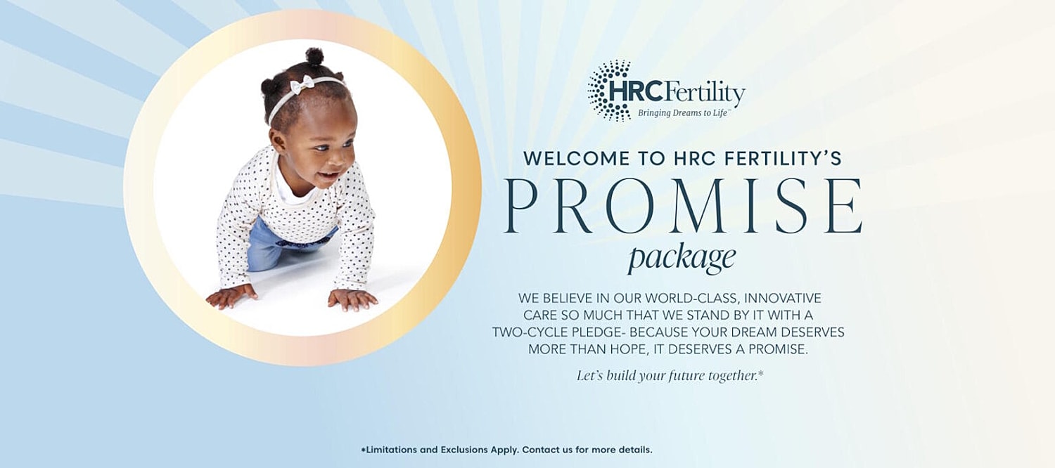 Baby crawling, promoting HRC Fertility's Promise package.