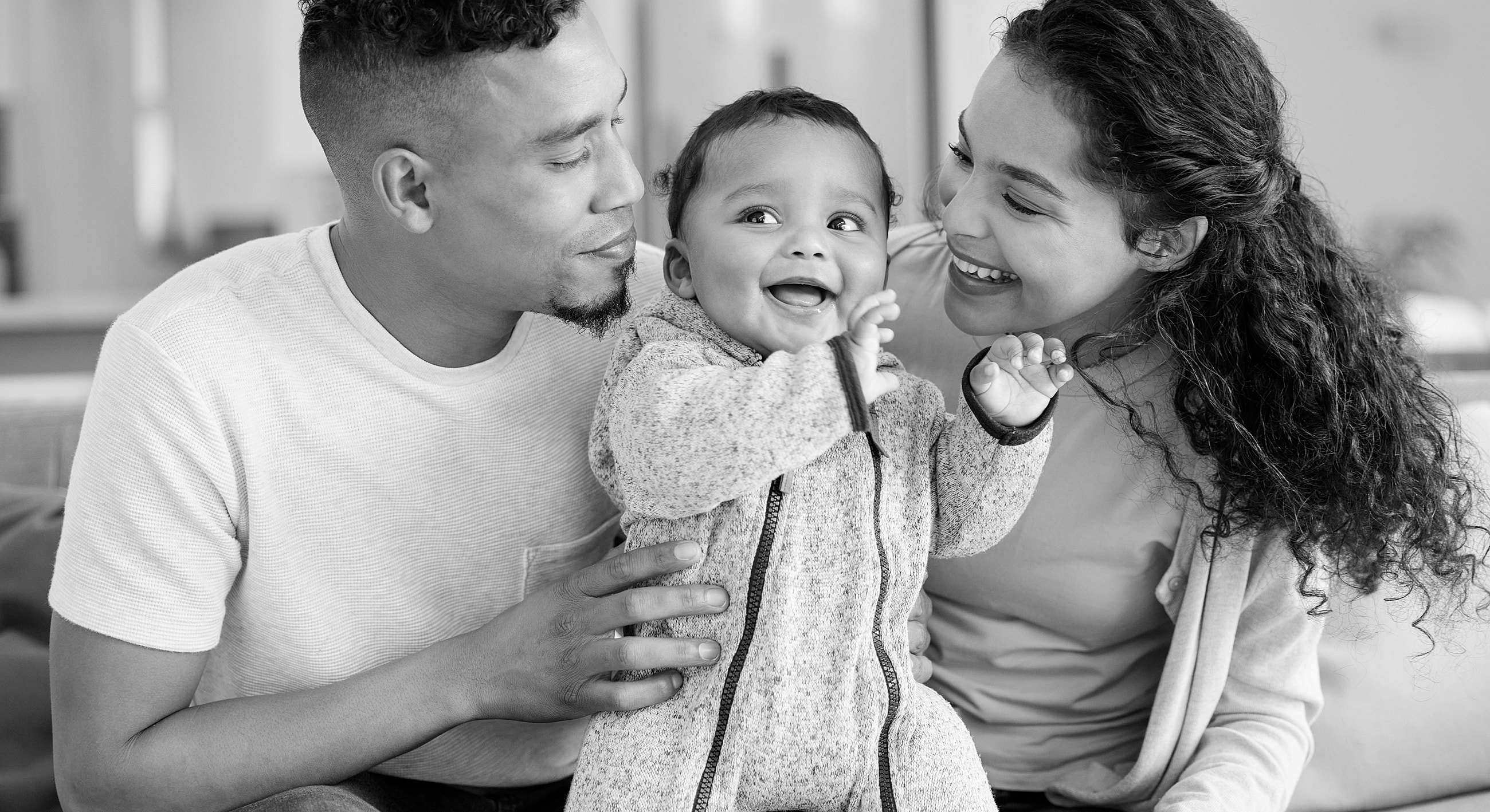Happy family sharing joyful moment together.
