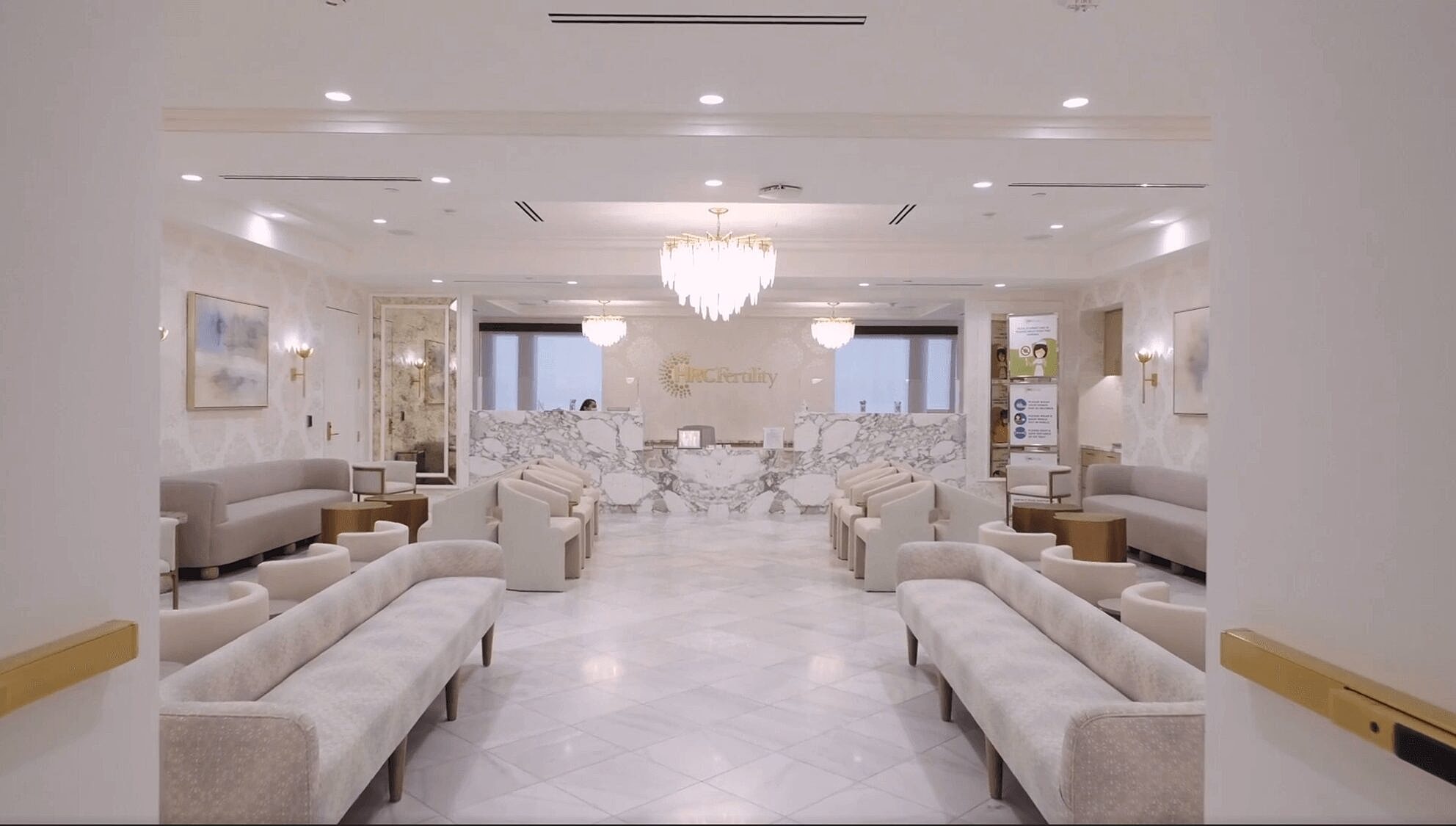 Modern waiting room in a fertility clinic.